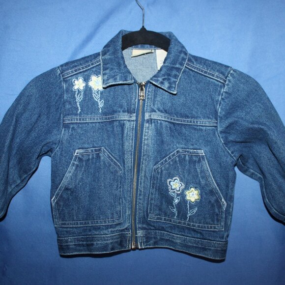 J. Khaki Kids Floral Embroidered Denim Jacket Blue Size 4 - Picture 3 of 8